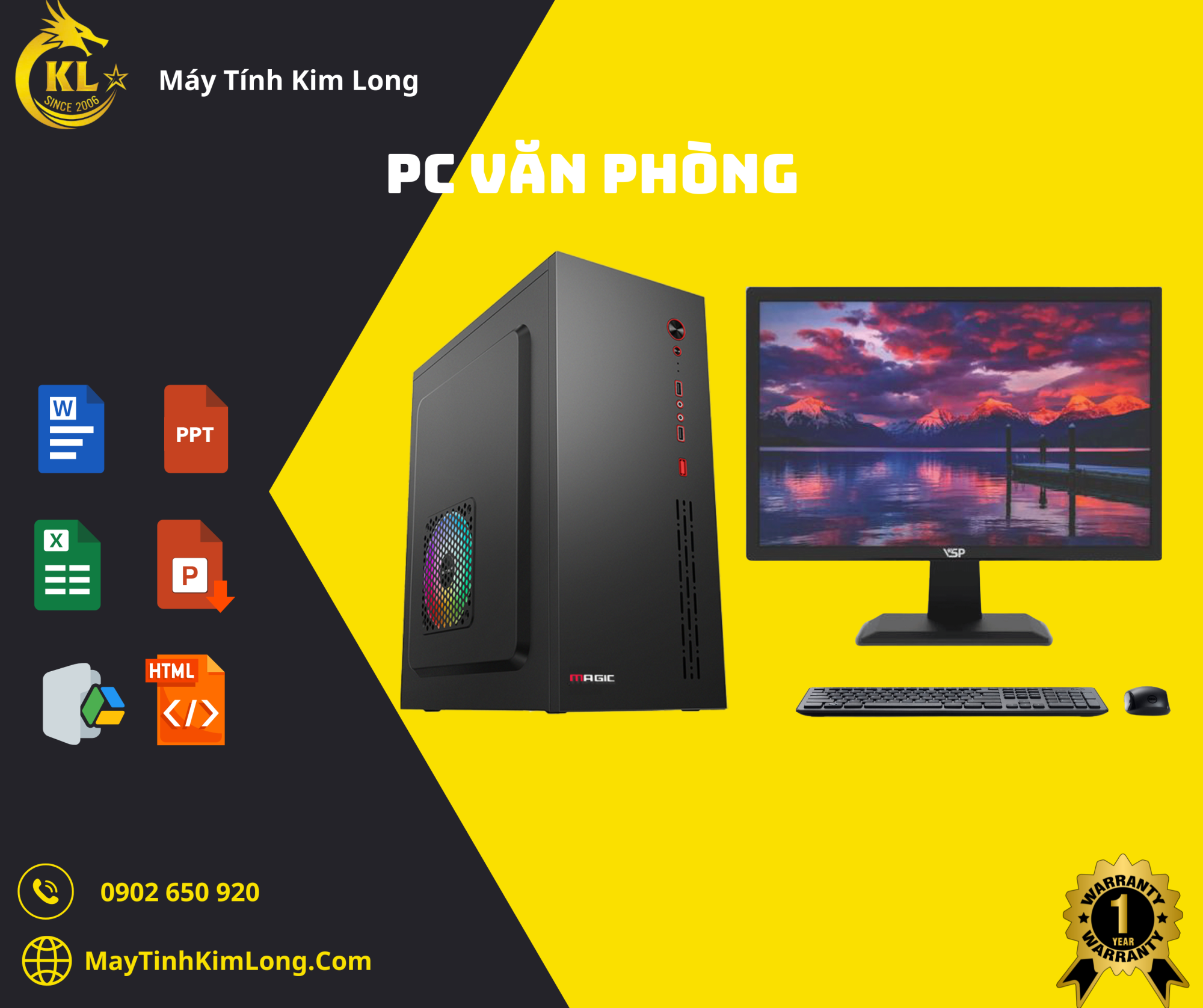 Trọn bộ văn phòng/I5-6400/H110M/Ram 8GB/SSD 120GB/LCD 20inch